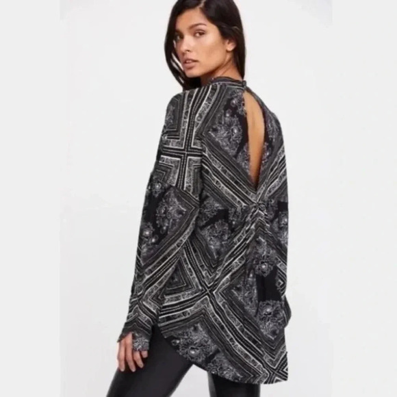 Free People Black and White High Neck Tunic Size Small - Picture 7 of 9